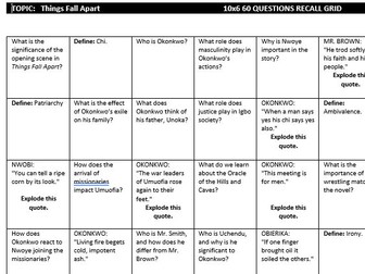 Things Fall Apart Revision Grid