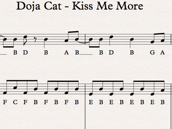 Doja Cat - Kiss Me More. Ready to print and play in class!