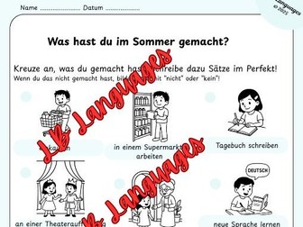 German Worksheet - Back to School - Deutsch Perfekt - DaF
