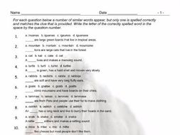 Animals Spelling Challenge Worksheet