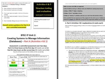 BTEC IT Unit 2 Databases Testing and Evaluation (Part A, Activities 4&5)