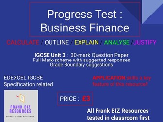 IGCSE Edexcel Progress Test : Business Finance