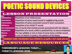 POETIC SOUND DEVICES LESSON PRESENTATION | Teaching Resources
