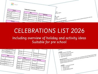 Celebrations list 2026 and activity ideas