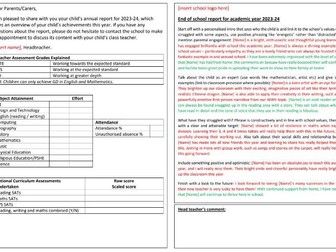 Primary end of year report templates