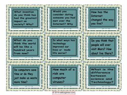 Technology Question Cards 4 Pages = 36 Cards