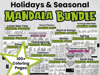 Seasonal & Holiday Mandala Colouring Pages Bundle | KS2 Mindfulness Activities