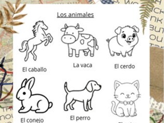 Primary Spanish animals and colours listening activity