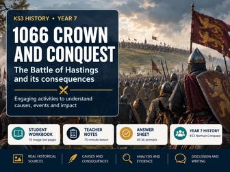KS3 History Battle of Hastings 1066 Image Led Workbook and Lesson Plan