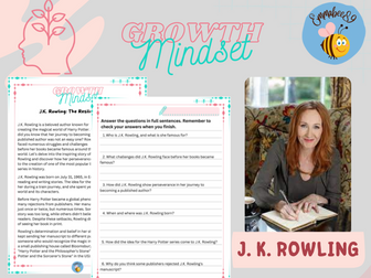 Growth Mindset Comprehension and Activities | J. K. Rowling