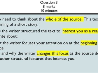 English Language Paper 1 - Question 1-3 breakdown