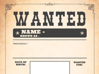 Wanted poster worksheet