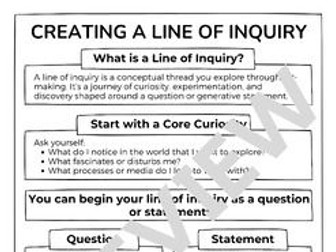 Creating a Line of Inquiry Poster IBDP Visual Arts Teacher Resource (B&W)