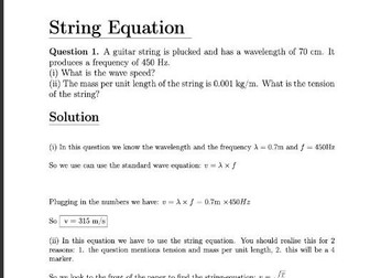 BTEC Applied Science Unit 1 (String Equation: Example Questions)