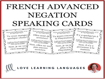 50 French Advanced Negation Speaking and Listening Cards