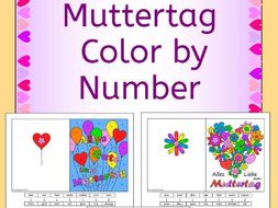 German Mother S Day Muttertag Color By Number Cards And Bookmarks Teaching Resources