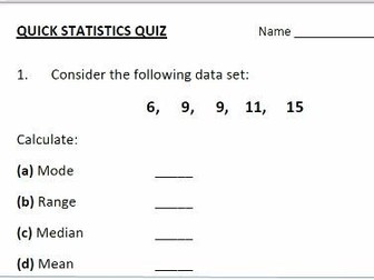 Quick Statistics Quiz