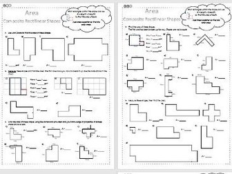 Area Composite Rectilinear Shapes - Differentiated - KS2