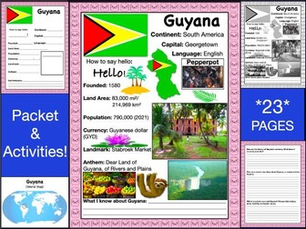 GUYANA History & Geography, Travel The World Worksheet