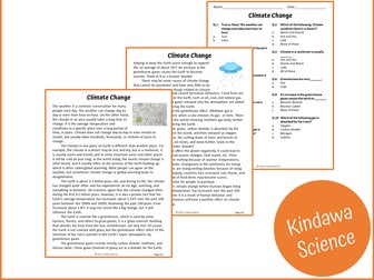 Climate Change Reading Comprehension Passage and Questions - PDF