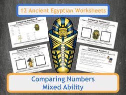 Ancient Egyptian Themed Comparing Numbers Worksheets