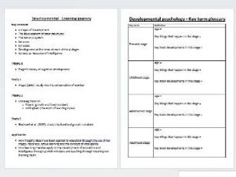 GCSE OCR Psychology - Developmental key terms glossary