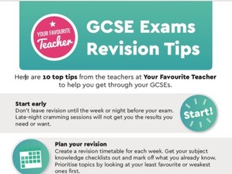 FREE Printable - Revision Top Tips - (for KS4 GCSE students)