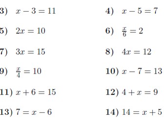 8 Worksheets on linear equations (with solutions) | Teaching Resources