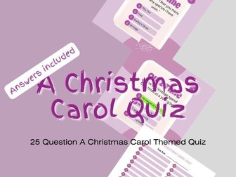 A Christmas Carol Themed Quiz Game Activity