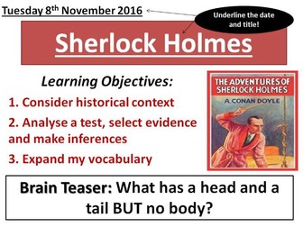 Sherlock Holmes Unit Year 8 SEN (Limehouse Horror) Part 1
