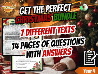 Reading Comprehension | Year 4 | Christmas Bundle | Bronze Packs