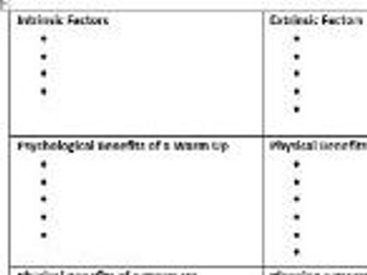 OCR Sport Science Level 2 - Unit 1: Recall Test Sheet