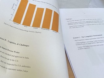 Edexcel A Level Business Themes 1 & 2 Specimen Paper 1 Case Study & questions, with full Mark scheme