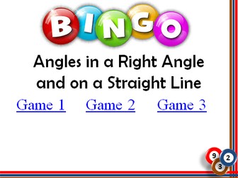 BINGO: Missing Angles_Right Angles & Straight Lines