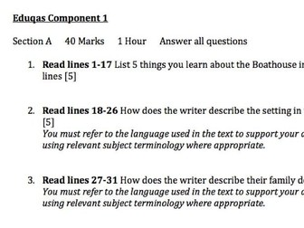 Eduqas GCSE English Language Component 1 Paper