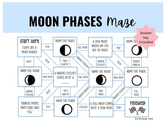 Moon Phases Maze Worksheet