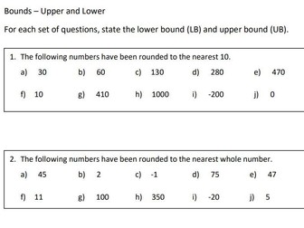 Bounds - Finding the lower and upper