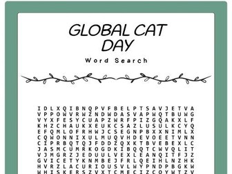 Global Cat Day word search puzzle worksheet Activity