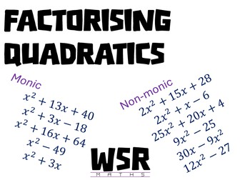 Factorising Quadratics Worksheet with Solutions