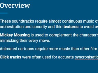 OCR GCSE Music Film Music - Animated Films