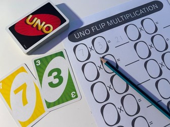 UNO FLIP MULTIPLICATION Worksheet