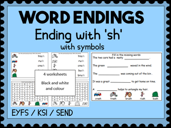 Word Endings Ending with 'SH' worksheets
