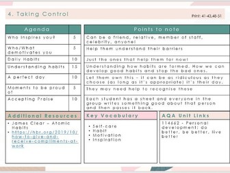 Unit 4 - Wellbeing Programme - TAKING CONTROL