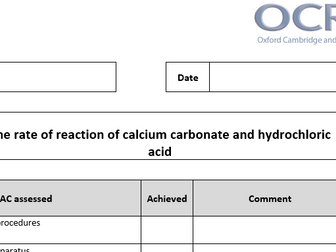 Practical Student Assessment sheets for Physical and Inorganic OCR Chemistry