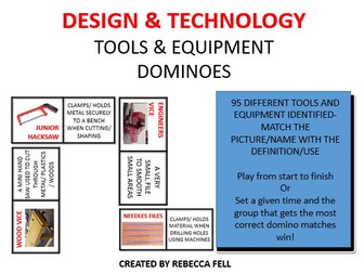 DESIGN & TECHNOLOGY TOOLS & EQUIPMENT DOMINOES
