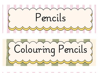 Green and Pink Striped Tray labels