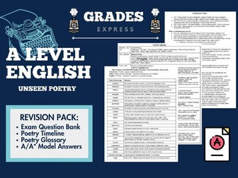 AQA A LEVEL English Literature A: Unseen Poetry Complete Notes & A/A* Model Answers