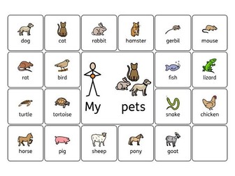Animals + Pets Symbol Word Grid - Widget SEN