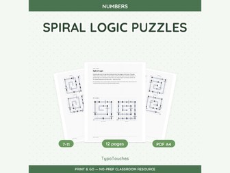 Spiral Logic Puzzles | 12 No-Prep Sheets