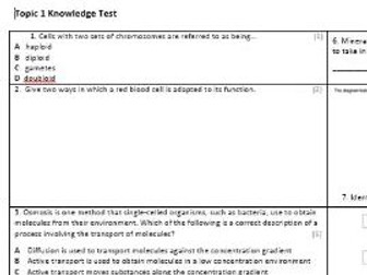 Edexcel CB2 Biology Knowledge Assessment